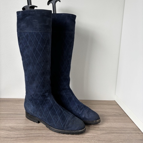 Gianni Versace Boots Suede Blue *VINTAGE* Sz 35 / 5US Women's Authentic❤️ - Picture 7 of 11